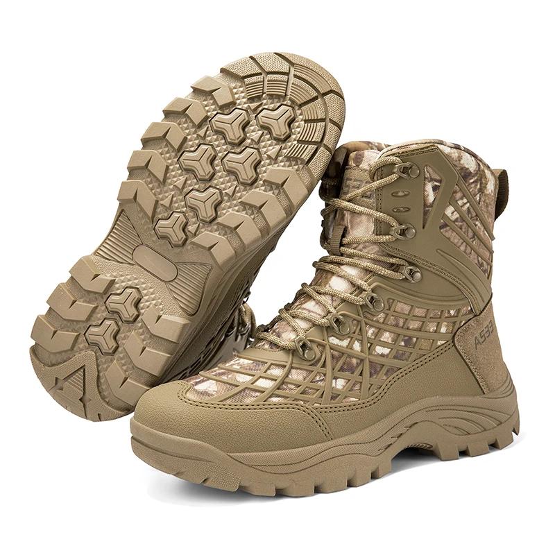 Мужские тактические ботинки на шнуровке, военные армейские ботинки унисекс, рабочая обувь для хайкинга, пустынные водонепроницаемые, брендовые, обувь для альпинизма, мужские, размер по щиколотку, плюс