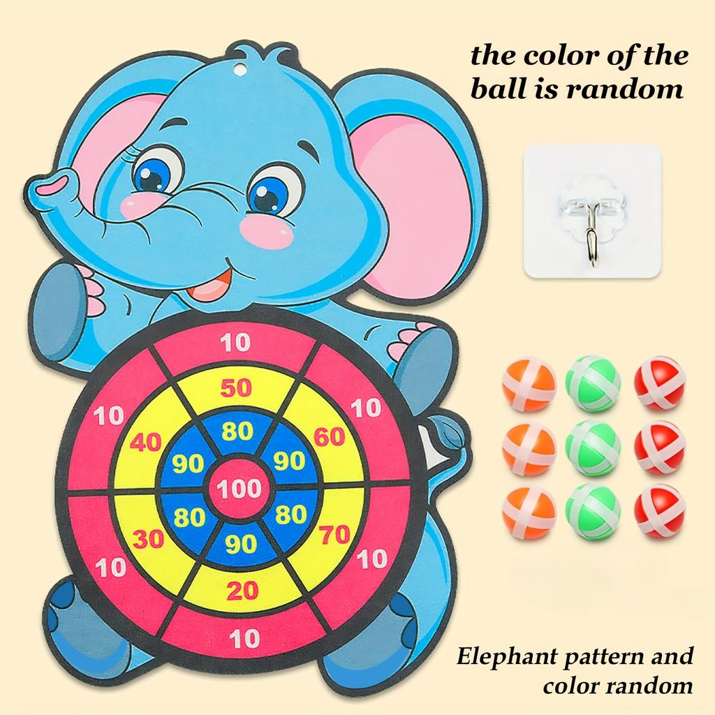 Children's Elephant Sticky Ball Dart Board Cartoon Pattern Ball Toys Parent-Child Interaction Throwing Target Ball