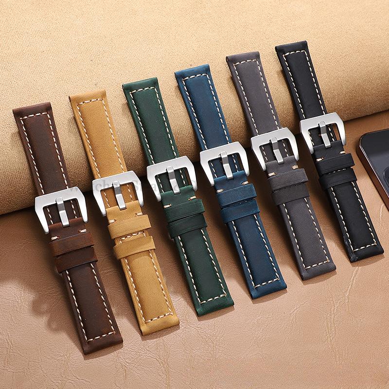 Бизнес Ремешок для часов из натуральной кожи Panerai для Omega Стальная пряжка Черный Коричневый Мужской ремешок Аксессуары 20 мм 22 мм 24 мм 26 мм