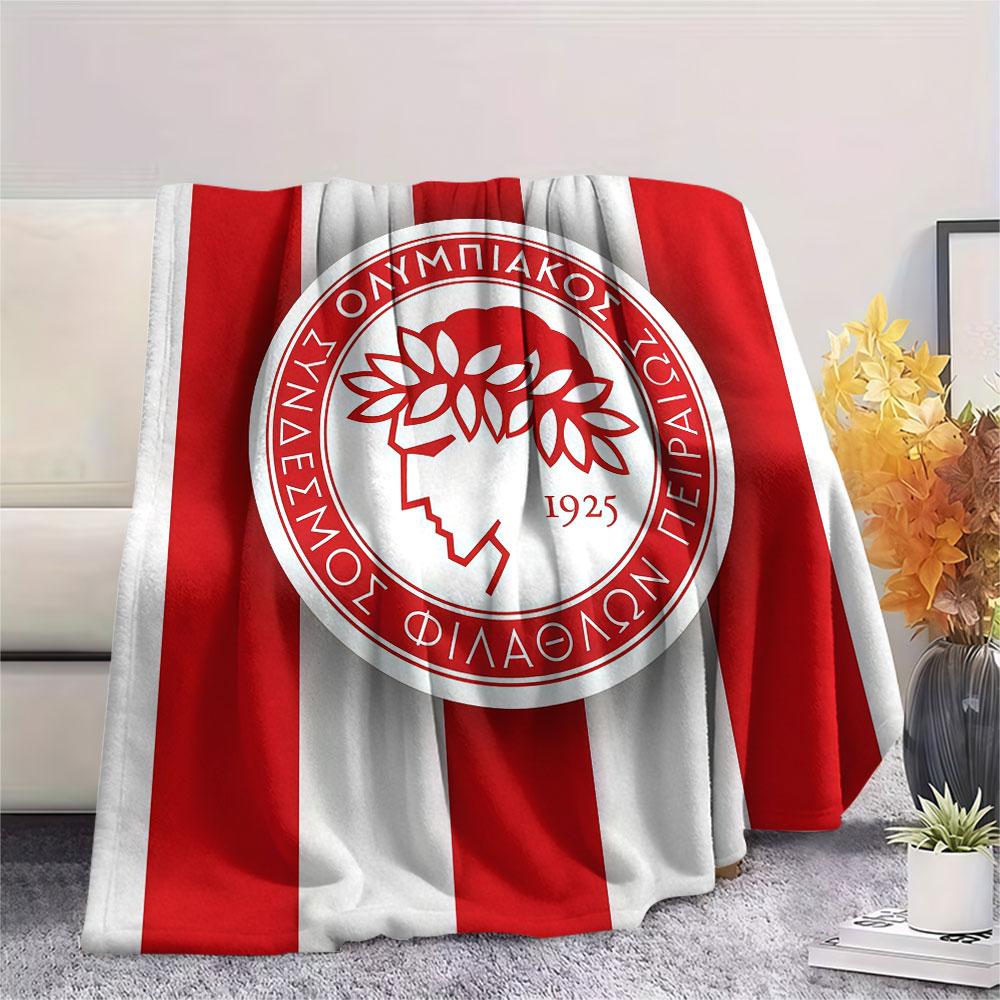 Olympiacos logo FlAannel Blanket, High quality Comfortable for All Seasons, Home Decor, Warmth and Comfort