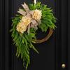Artificial Hydrangea Wreath for Front Door 16 Inch Lifelike Floral Wreath with Burlap Bow for Door Wall Wedding Party Home Farmhouse Decoration