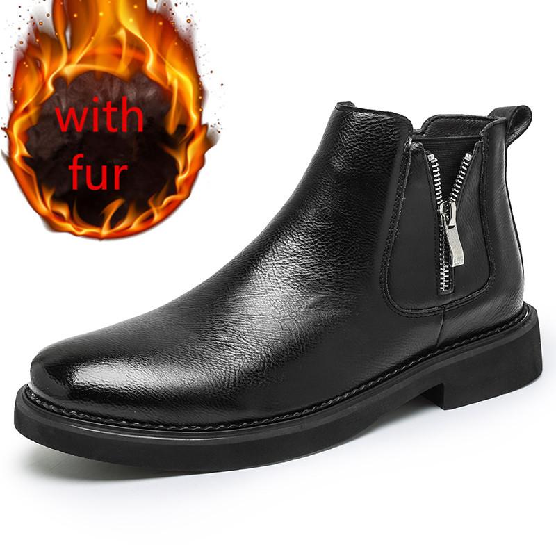 Зимние ботинки мужские роскошные брендовые ботинки Chelsea Plus Velvet Boots высококачественные мужские деловые кожаные повседневные ботинки мужские зимние ботинки