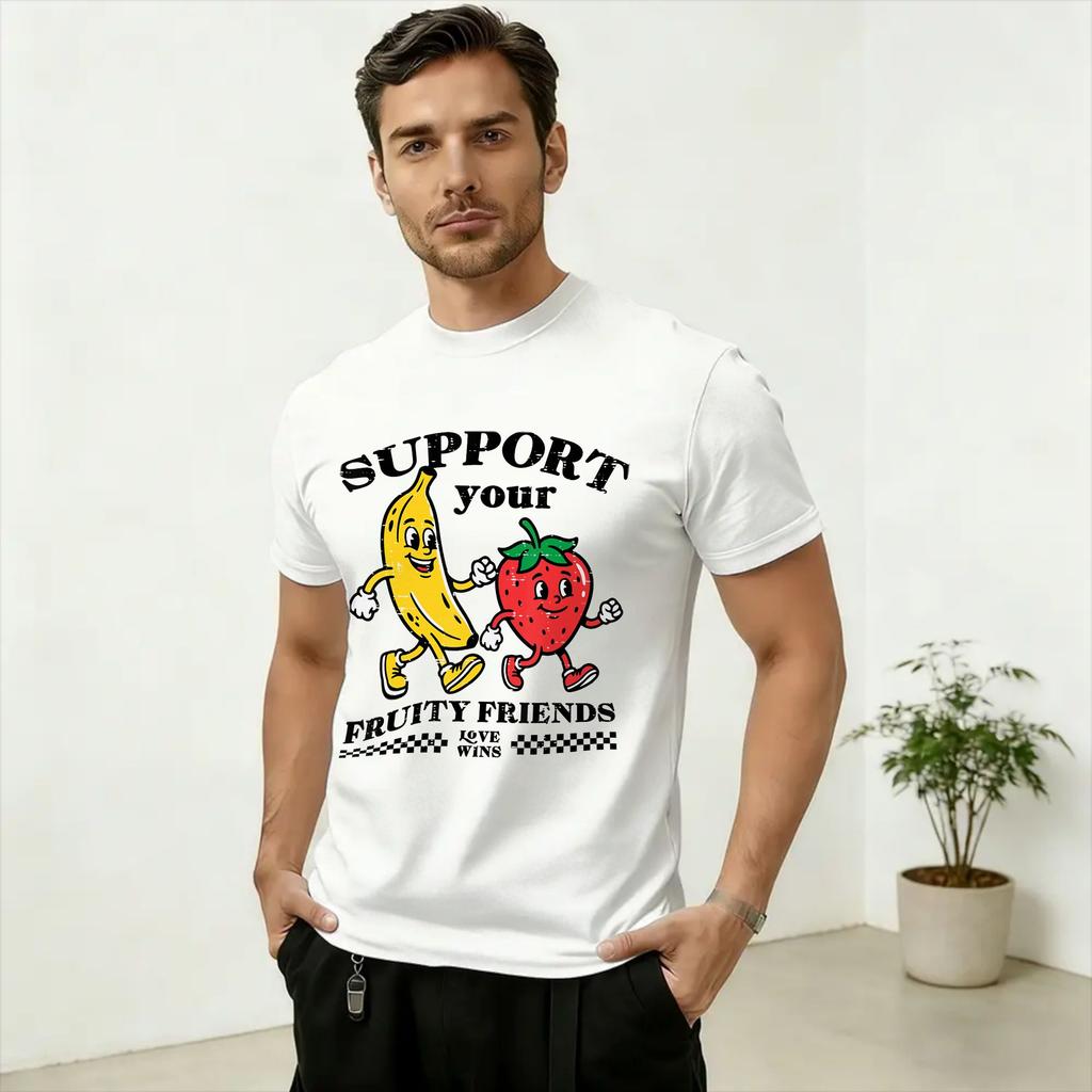LGBTQ Support Your Fruity Friends Gay Pride Cotton T Shirt For Unisex Summer TShirts Popular Tees Plus Size Loose Tops