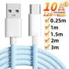 120W USB Type C Fast Charging Woven Data Cable High Speed Extend Cable TypeC USB 0.25-3M for IPhone 16 Android Camera Universal