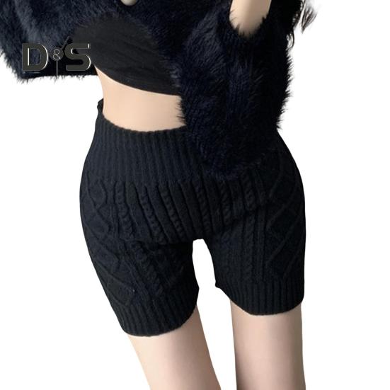 Женские зимние шорты-шорты, трикотажные, с высокой талией, эластичные, однотонные, сохраняющие тепло, защищающие от воздействия окружающей среды, базовые шорты для повседневной носки дома и не только