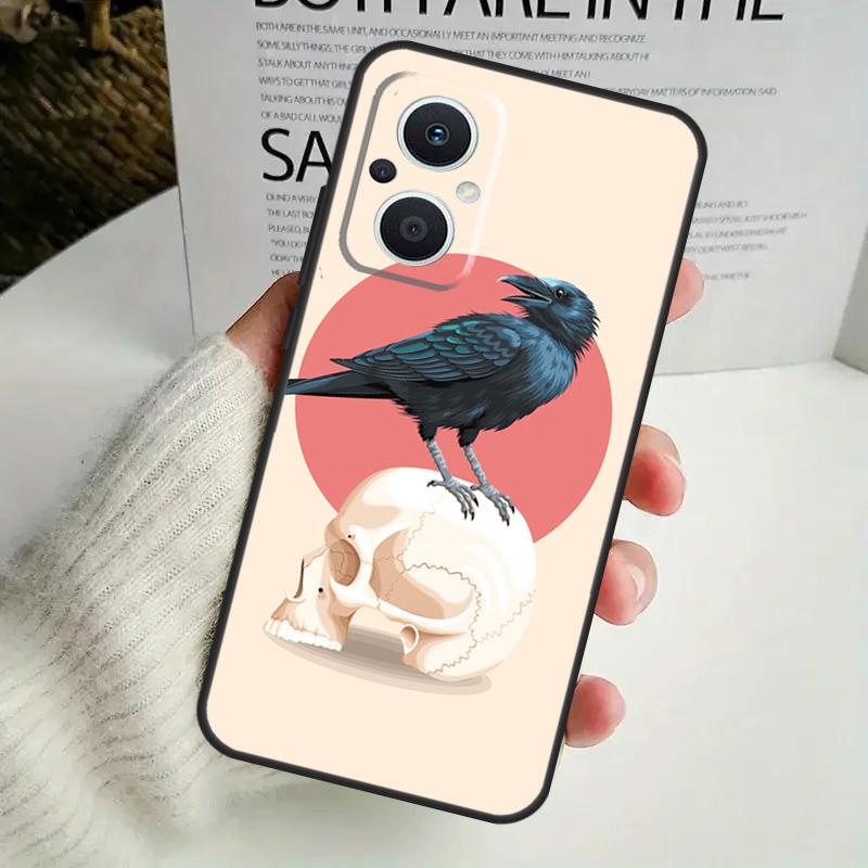 Crow Raven Dark Skull Case For OPPO Reno 11F 10 Pro 4 5 6 7 8 Lite 4Z 5Z 8T OPPO Find X6 X5 Pro X2 X3 Neo Cover
