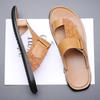 2025 Summer Men's Leather Sandals Large Size Fashion Simple Men's Beach Shoes Slippers