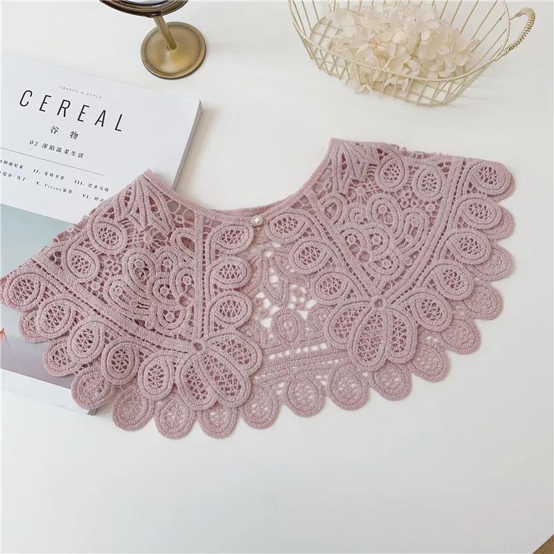 Beige Knitted Collar Fake Women's Fashion Clothing Accessories Solid Color Vintage Lace Collars Detachable Female Shirt Blouse