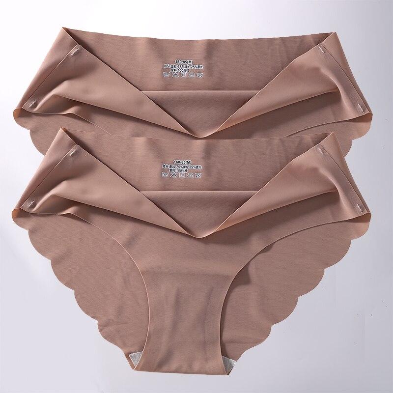 2Pcs/Set Seamless Silk Women's Panties Briefs Women Underwear Female Underpants Comfortable Silk Panty Sexy Woman Lingerie M-XL