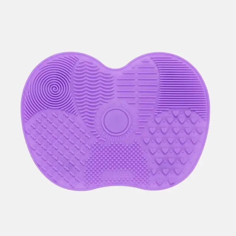 Multi Colored Silicone Makeup Brush Cleaning Pad Apple Shaped Suction Cup Beauty Brush Cleaning Pad Beauty Tool Cleaning Pads