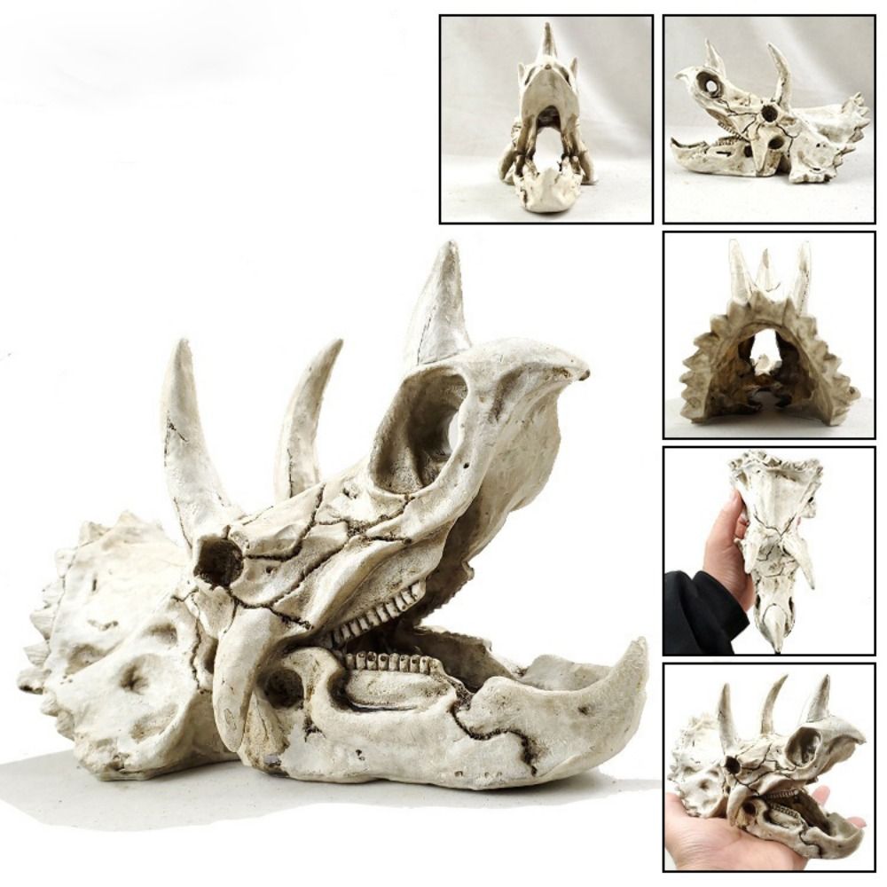 Resin Simulated Dinosaur Skull Decorative Animals Skull Decoration Fish Hiding House  Fish Tank