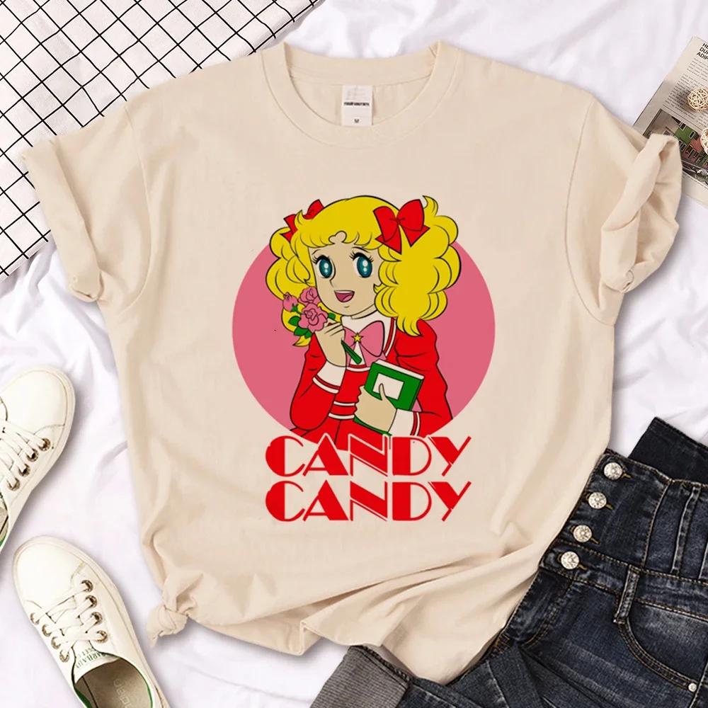 Футболка Candy Candy Женская Y2K Футболки FeУнисекс Аниме Уличная одежда 2000-е Повседневная Женская одежда Оверсайз Футболки с коротким рукавом С принтом