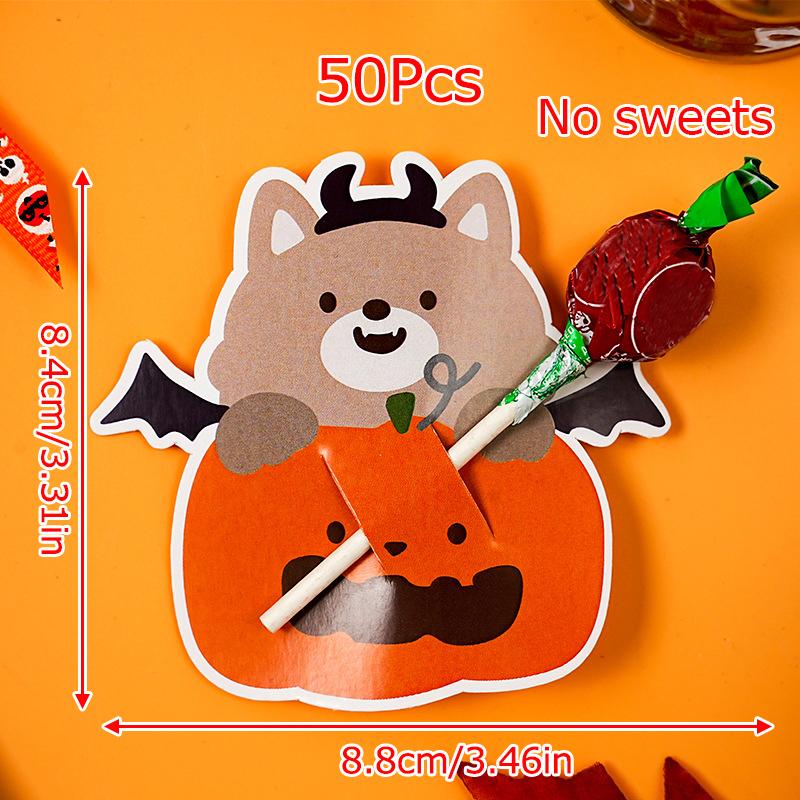 50шт Маленький Медведь Конфеты Украшение Открытка Хэллоуин Мультфильм Тыква Открытка