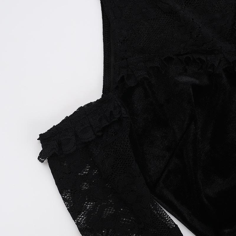 AltGoth Palace Style Готическое бархатное платье для женщин Хэллоуин Fairycore Grunge кружевное пэчворк халтер с высокой талией корсетное платье праздничная одежда