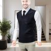 Мужской вязаный жилет с V-образным вырезом, без рукавов, ромбовидной текстуры, свитер-жилет, осень-зима, однотонный, повседневный, трикотаж