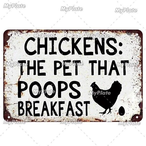 Vintage Chickens Slow Metal Sign Tin Sign Decoration Plaque Home Wall Decor Bar Sign Home Decor Poster Drop Shipping