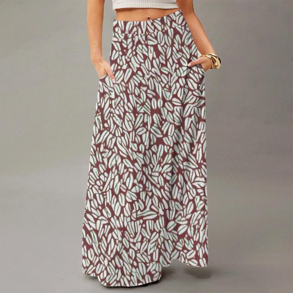 Женское струящееся платье макси, обычная повседневная юбка в стиле бохо с цветочным принтом