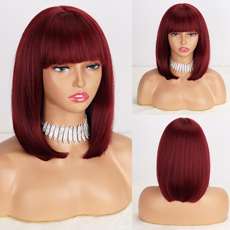 LISI HAIR Короткий прямой парик Боб светло-голубого цвета с челкой из синтетического волокна для косплея, светлый цвет, женский модный парик до плеч, парик Боб