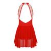 Kids Girls Sleeveless Backless Shiny Rhinestone Sequins Chiffon Dance Dress Gymnastic Skirted Leotard Dance Costume