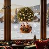 Winter Holiday Decor Christmas Santa Claus and Hot Air Balloon Static Glass Sticker Reusable PVC Theme Window Stickers Clings Removable Snowflake