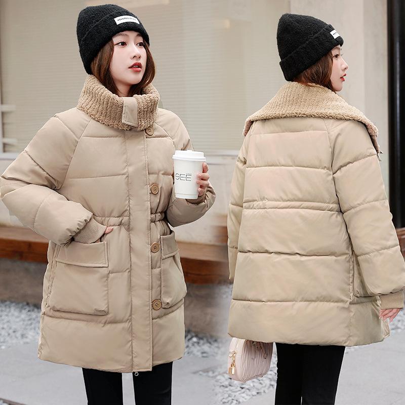 Winter down cotton-padded clothes women's year thickened cotton-padded clothes medium and long versatile student bread clothes cotton-padded jacket
