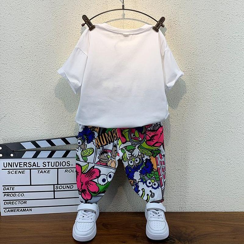 Костюм из двух предметов, костюм для мальчика, летняя одежда, властный динозавр, красивая детская одежда для маленьких и средних размеров, детская одежда с короткими рукавами
