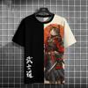 Japanese Anime Samurai Cat T-Shirt For Men 3D Animal Print Short Sleeve Tops Tee Casual T-Shirt Oversize Shirt Men Clothing
