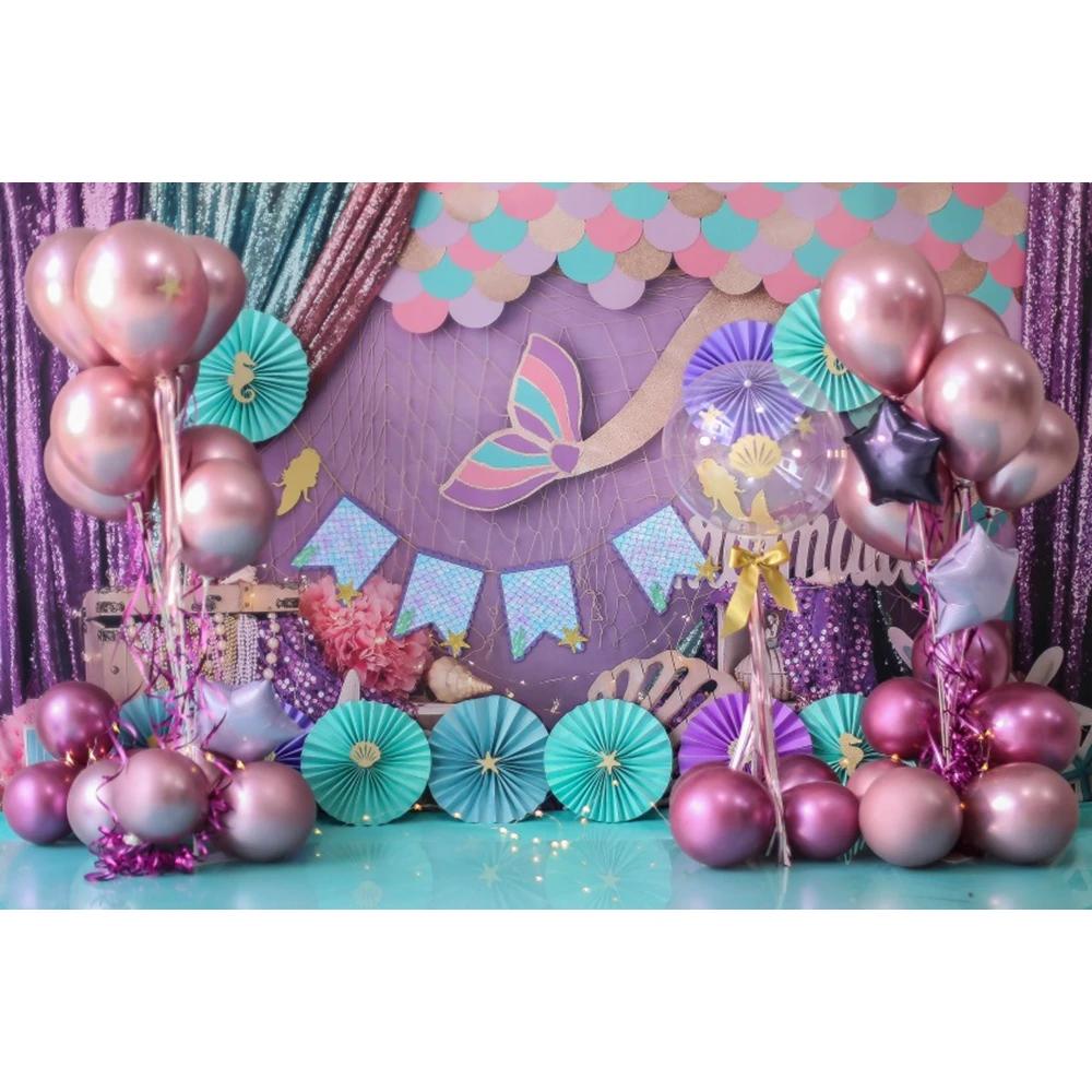 Underwater World Mermaid Theme Photography Background Girls Birthday Party Cake Smash Baby Shower Decor Backdrop Photo Props