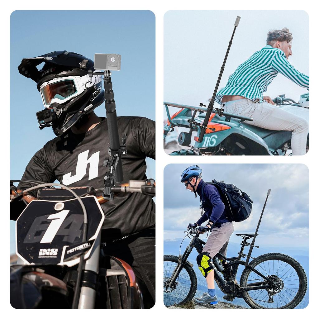 NEEWER Bike Camera Mount Bike Multibar with Dual Ball Camera Adapter Bicycle Handlebar Hidden Selfie Stick Clamp Bar Compatible with GoPro Insta360
