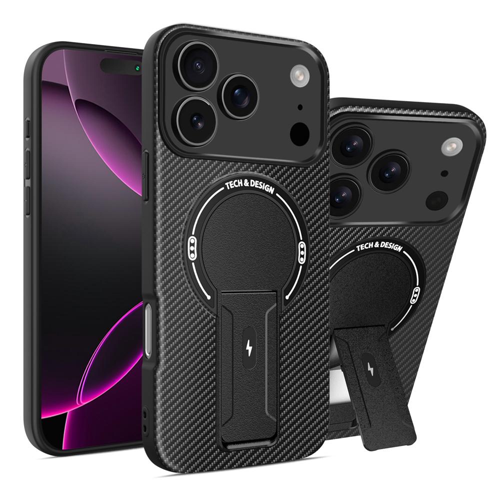 С подставкой Магнитный чехол для телефона для iPhone 17 Air 16 15 14 Plus 12 13 Pro Max Plus Жесткий Противоударный Матовый Задняя панель для Magsafe Чехол