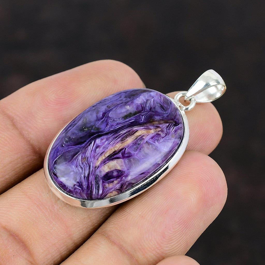 Charoite Pendant Top Quality Gemstone Pendant 925 Sterling Silver Pendant Charoite Handmade Jewelry Healing Stone Pendant Anniversary Gifts