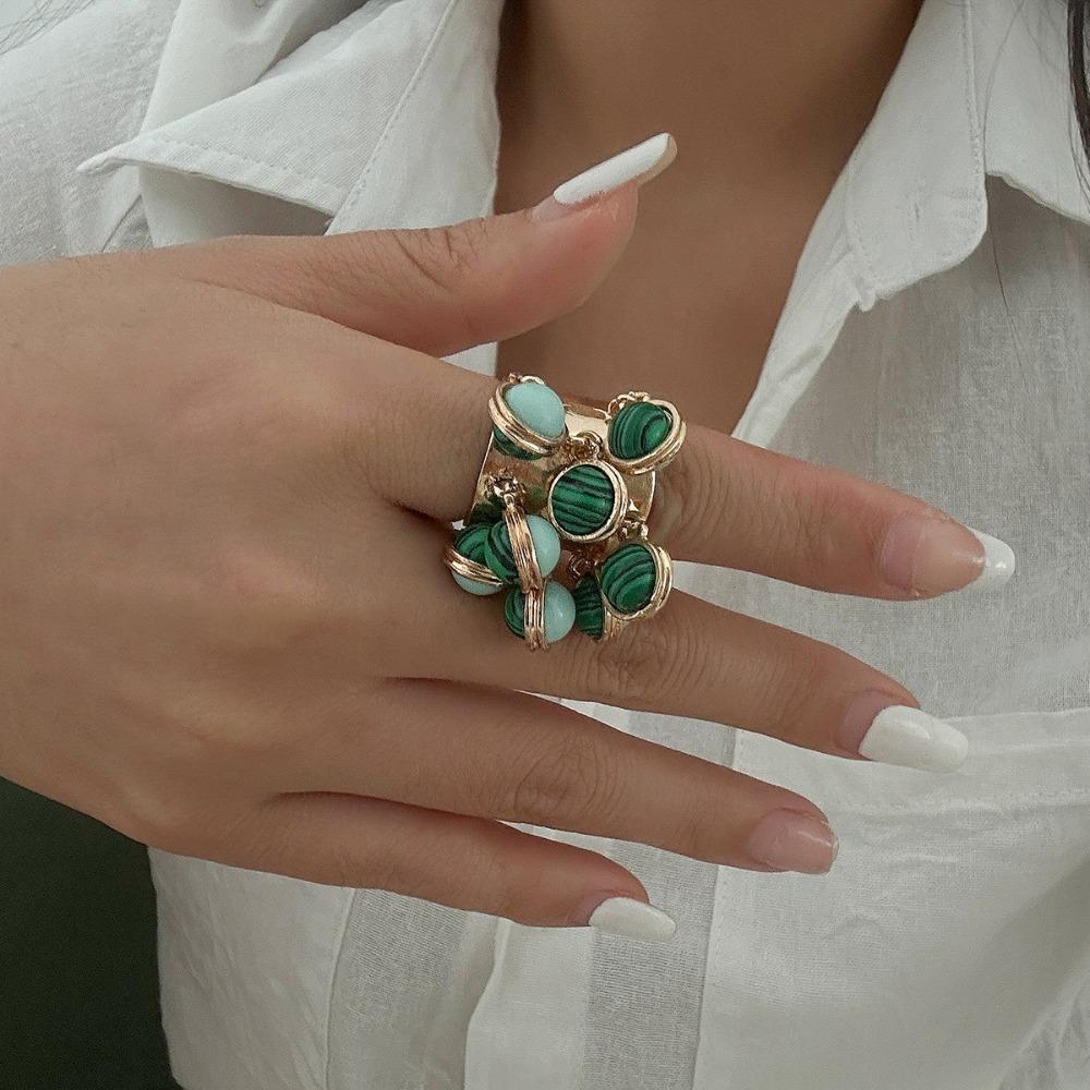 Colored Open Finger Ring Beads Ball Fashion Ring Exaggerated Small Ball Ring