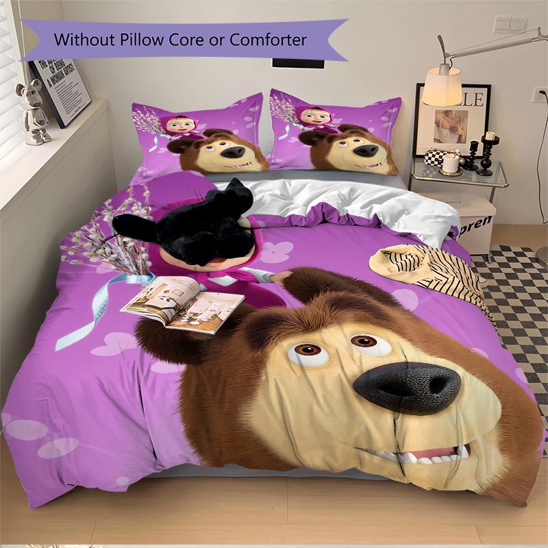 Friendship Between Bear Girl Print 3Pcs Bedding Setduvet Cover With 2 Bedropillowcase Home Birthday Gift