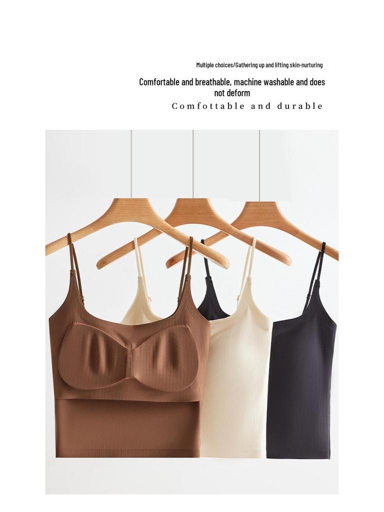 2025 Новая женская бесшовная весенняя майка с нагрудными вкладышами - Удобная, стильная и подходящая для ношения как нижнее белье или как верхняя одежда