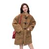 МОДА Зимняя ленивая мягкая вощеная толстая искусственная овечья шерсть с интегрированной роговой пряжкой средняя и длинная меховая женская меховая куртка одежда
