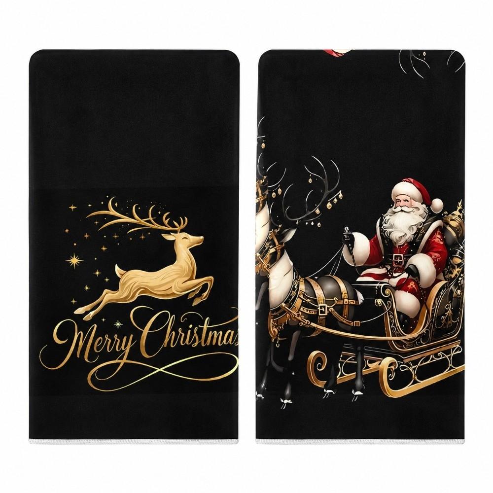 2pcs Microfiber Christmas Kitchen Dish Towel Plaid Cleaning Cloths Tea Towel Set Living Room