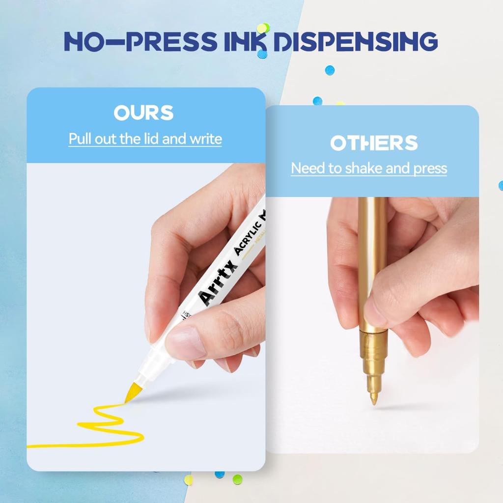 Акриловый маркер Arrtx 60A, акриловая краска, маркер с кисточкой, акриловая ручка, акриловый маркер, наскальная живопись для дерева, керамики, стекла, холста, металла, пластика, ткани