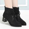 Mesh Short Boots New Women's Shoes Thick Heels Mesh Boots Hollowed Out Single Boots Rhinestone Single Shoes Women's High Heels