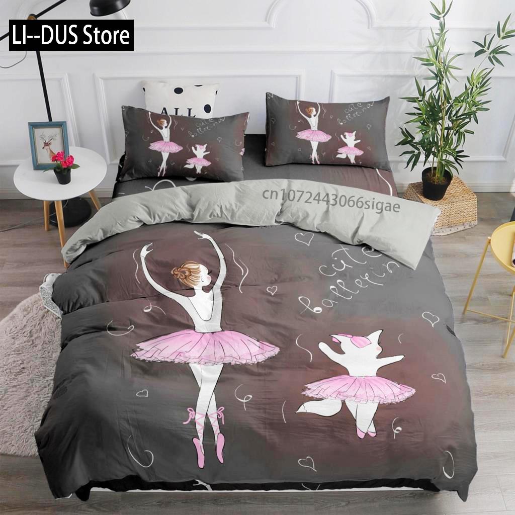 Пододеяльник с изображением танцующей девочки-балерины, комплект постельного белья с изображением милой принцессы для девочек, пододеяльник для детей, малышей