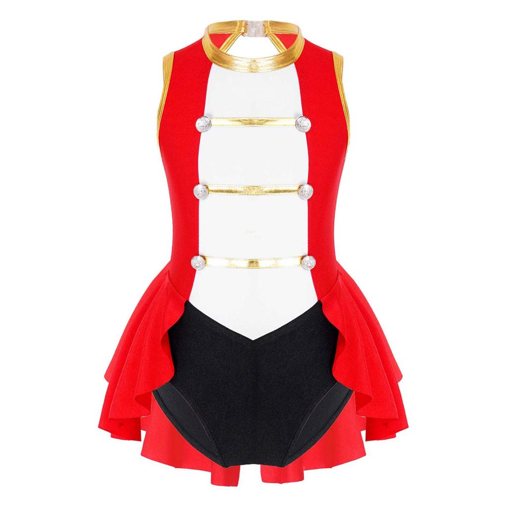 Детское цирковое платье для девочек, костюм без рукавов, ажурное нарядное платье-трико для катания на коньках, комбинезон для косплея
