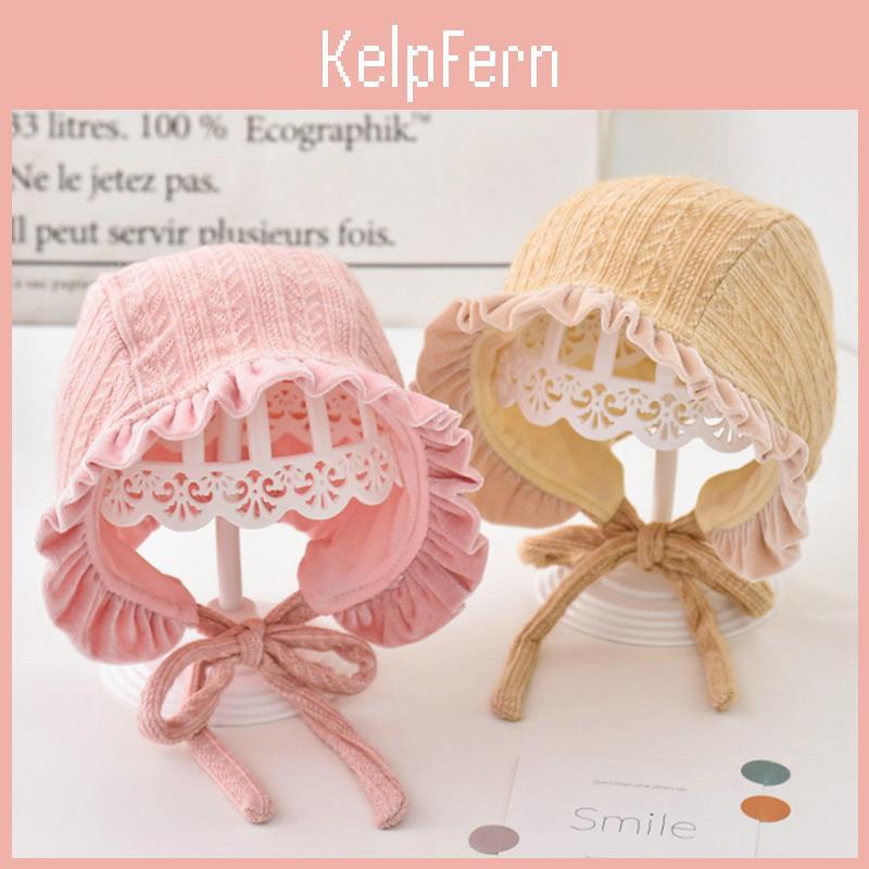 Girl Spring Lace Infant Hats Baby Bonnet Hat Solid Color Cotton Newborn Ear Protection Warm Cap