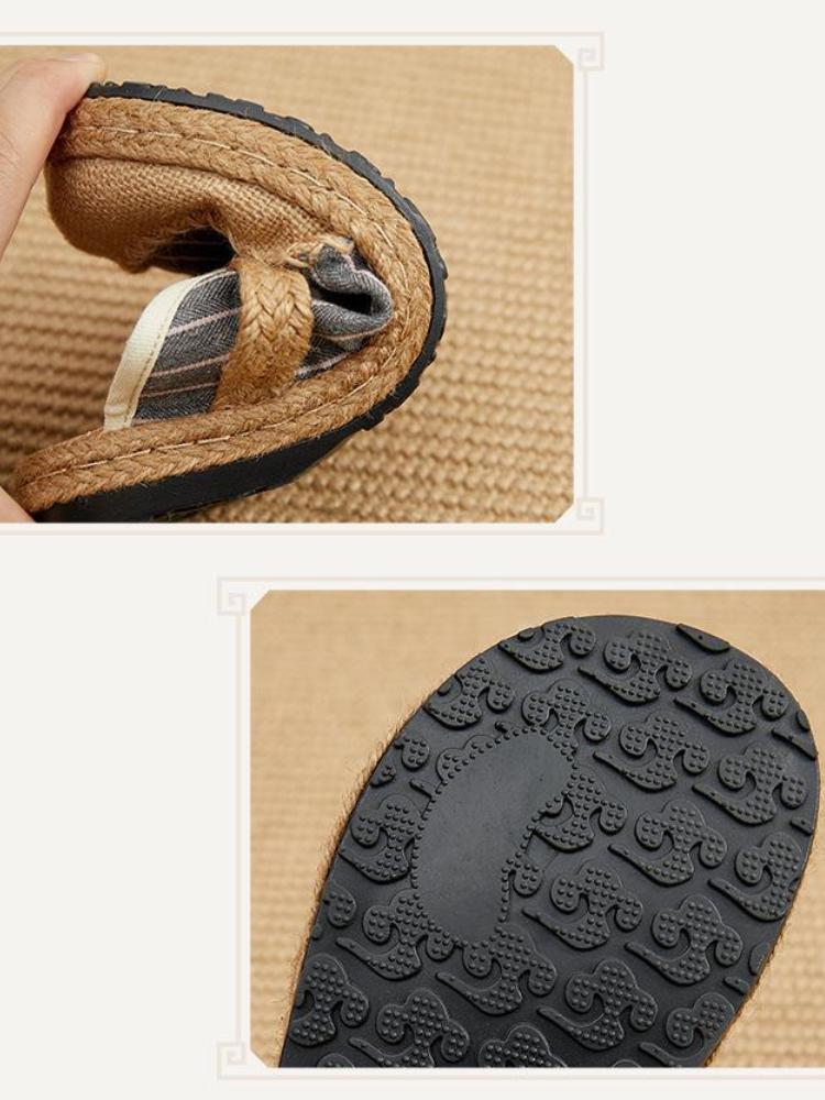 Johnature Summer Shoes Women Slippers Striped Cotton Hemp Outside Slides Flat With Leisure Concise Ladies Slippers