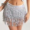 Юбка для танца живота с блестками и кисточками на талии, набедренный шарф в экзотическом стиле, регулируемая тонкая юбка с завязками, сетчатая, праздничная, сценическое представление, косплей, мини-юбка, фартук