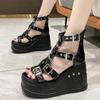 Female Stylish Gothic Zipper High Wedges Sandals Summer Platform Punk Street Women's Sandals Fish Mouth Shoes Woman