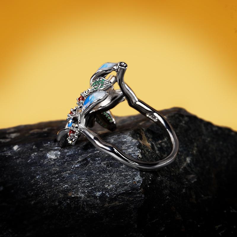 Модное кольцо ручной работы с эмалью, элегантное розовое кольцо в китайском стиле