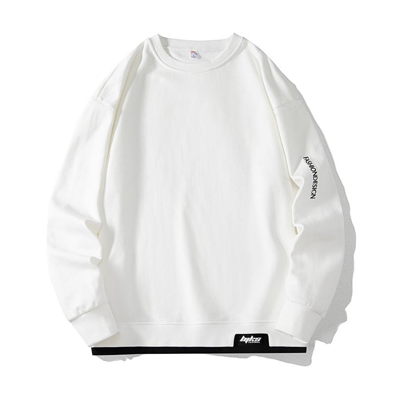 Большой размер свитер мужской весна и осень новый свободный длинный рукав футболка свободный тренд плюс толстый низ рубашка мужской