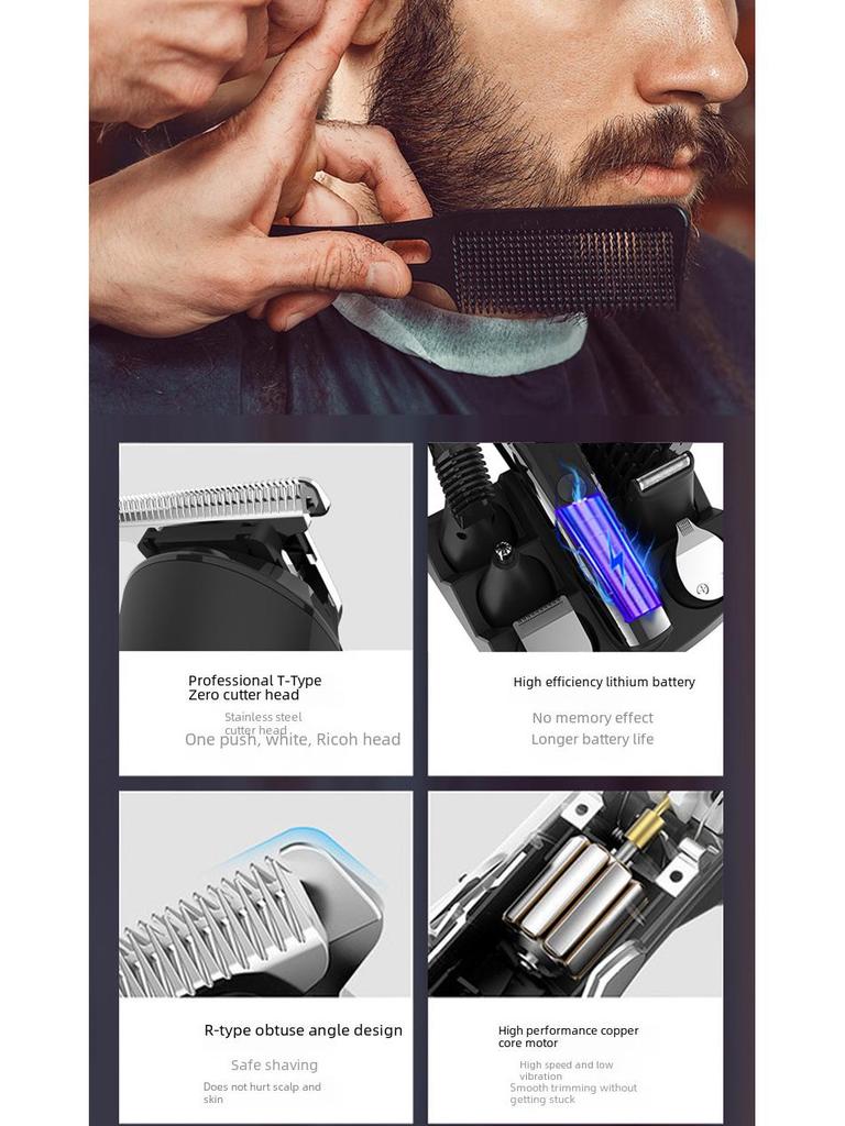 Multifunctional Electric Hair Clipper Set: Water-Washable, 6-in-1 Household Hair Salon Tool for Carving and Styling