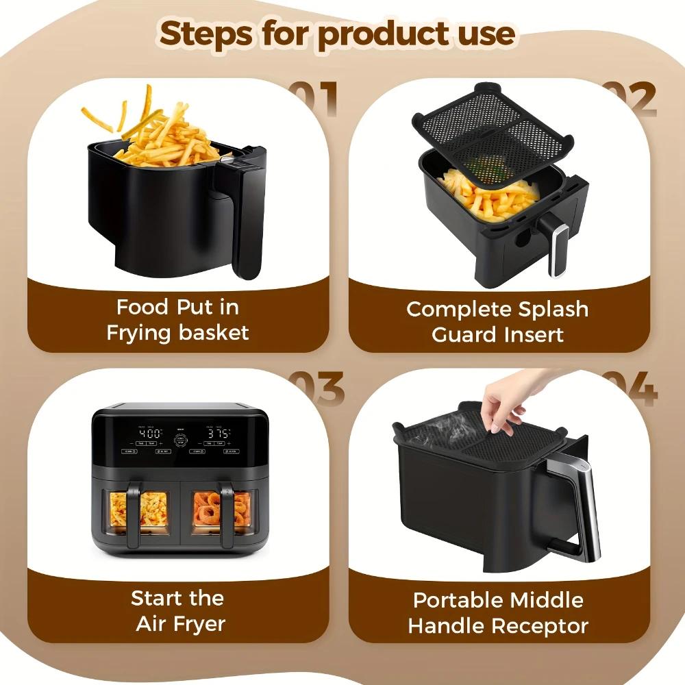 Защита от брызг для фритюрницы Ninja Air Fryer AF400 AF451 DZ401 Модели Многоразовая силиконовая защита от брызг для фритюрницы Кухонные принадлежности