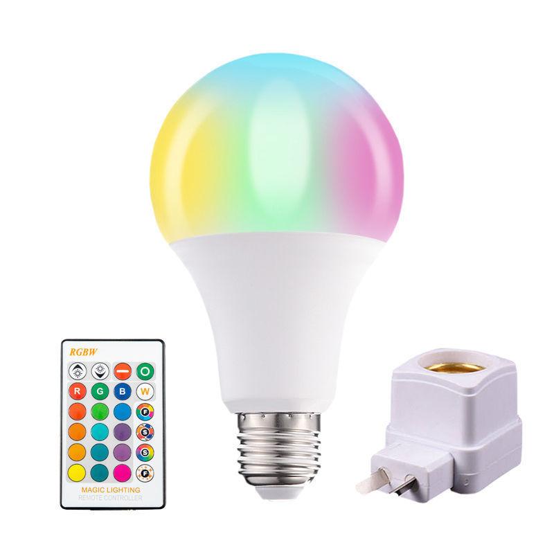 Светодиодная RGB-лампочка E27 80-265 В 10 Вт 15 Вт или 20 Вт с ИК-пультом дистанционного управления 16 цветов 2835 SMD с регулируемой яркостью для умного дома