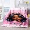 Girl's Crown Customize Text Blanket Cozy Personalized Blanket Soft & Cozy Great for Seaside Picnics Office Living Room All-Season Use